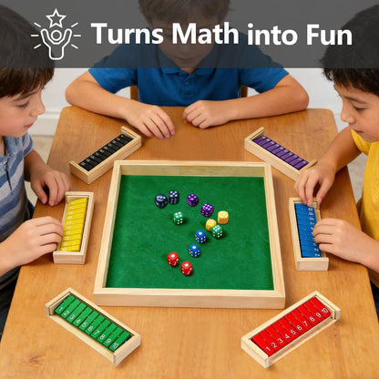 Shut The Box Game Wooden Board Dice Game with 12 Dice, Upgraded Shut The Box Game 6 Players Table Math Games for Fun Family Game Night Classroom Home Party or Pub Strategy Games