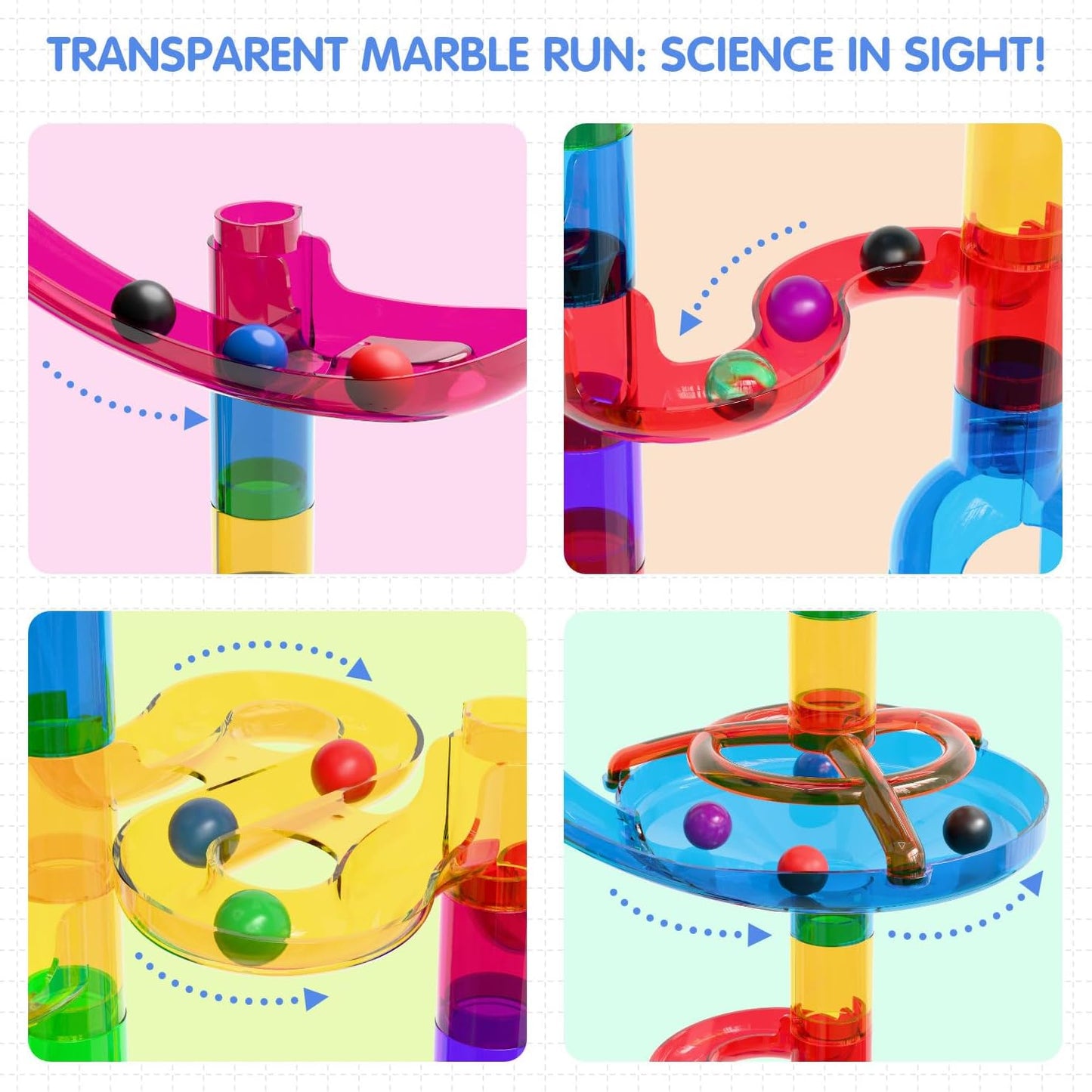 Ifollower Marble Run, 150Pcs Mable Track Race Toys for Kid, Upgrade Marble Maze Game Building Blocks STEM Learning Toy, Birthday for Boys Girls Aged 3-12