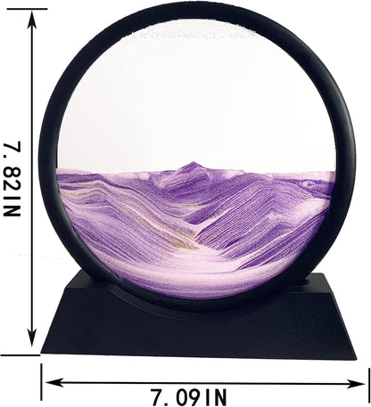 SANDCLE Moving Sand Art Liquid Motion - Moving Sand Art Picture Decor 3D Deep Sea Sandscape, Round Glass Frame Display Flowing Sand Relaxing Toy for Desktop Home Office Work Decoration(Blue, 12")
