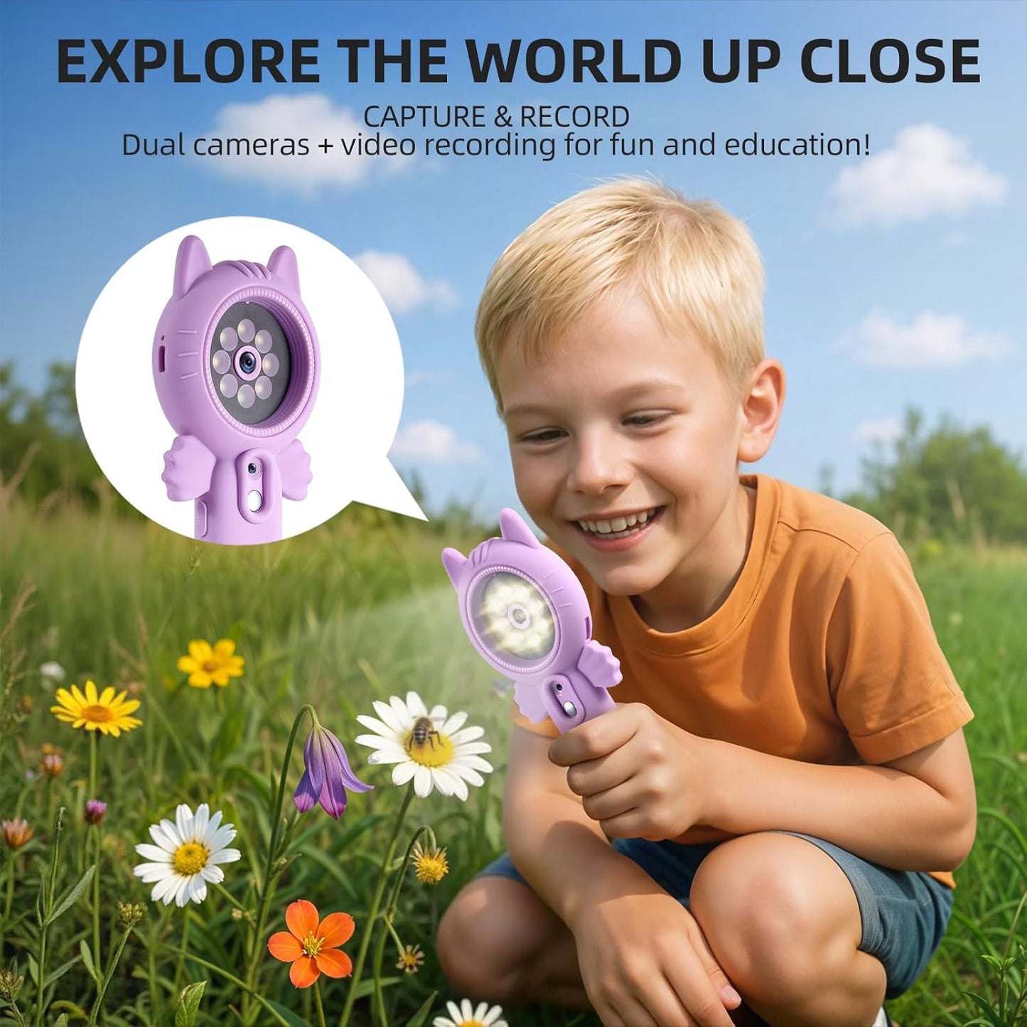 Kids Microscope – 500X Digital Pocket Handheld Microscope with Dual Cameras & Autofocus, STEM Educational Toy & Perfect Christmas Birthday Gift for Boys & Girls Ages 3 4 5 6 7 8 9 10(Pink)
