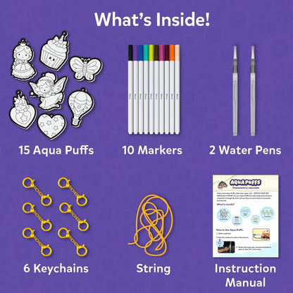 Skillmatics Aqua Puffs - 3D Art Kit, Animals, Mess-Free Paint by Number Craft for Kids, DIY Color Activity, Screen-Free Entertainment, Travel & Creative Gift for Girls & Boys Ages 4, 5, 6, 7, 8, 9, 10