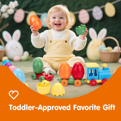 Toddler Learning Toys for 2 3 Year Old-Counting Matching & Sorting Activity Montessori Train Set with Farm Animals Finger Puppets Keys to Lock and Unlock Barn Birthday Gift for Boys Girls 2-5