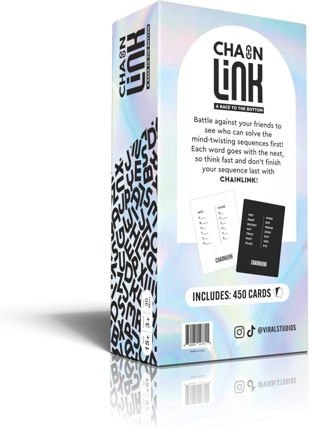 Viral Studios Chainlink - Guess the Sequence Party Game, Fast Paced Word Game for Adults & Kids, 450 Cards Fun Cards for Family Nights, Gatherings, & Parties Ages 15 +