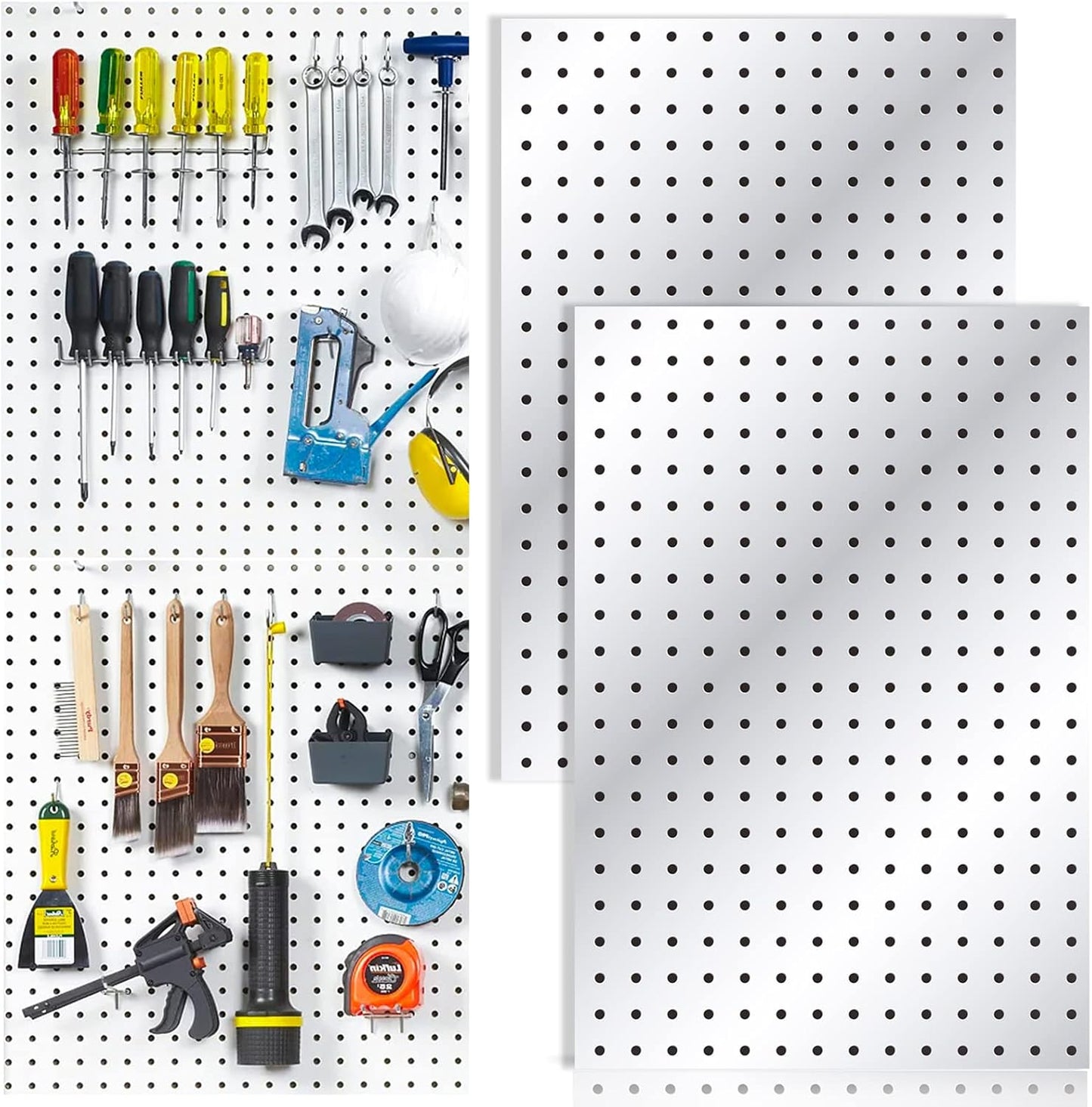 6Pcs Pegboard, Peg Board, Pegboard Wall Organizer, Mount Display Pegboard Kits fit Pegboard Storage, Small Pegboard for Craft Room Garage Kitchen, Peg Boards for Walls - White Pegboards Panels