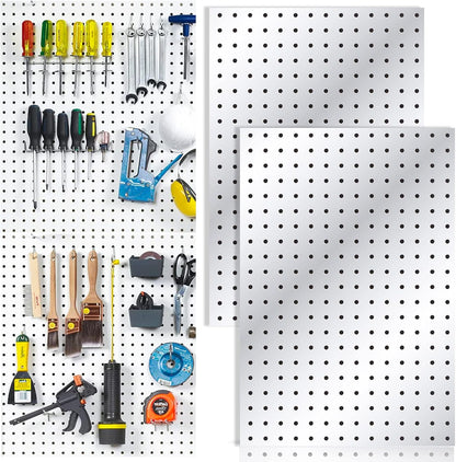 6Pcs Pegboard, Peg Board, Pegboard Wall Organizer, Mount Display Pegboard Kits fit Pegboard Storage, Small Pegboard for Craft Room Garage Kitchen, Peg Boards for Walls - White Pegboards Panels