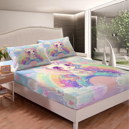 Drum Kit Fitted Sheet,Full Size Rock Music Collections Musical Instruments Theme,Soft Decorative Fabric Bedding Deep Pocket for Children Teens Young Boys Girls,with 2 Pillowcases