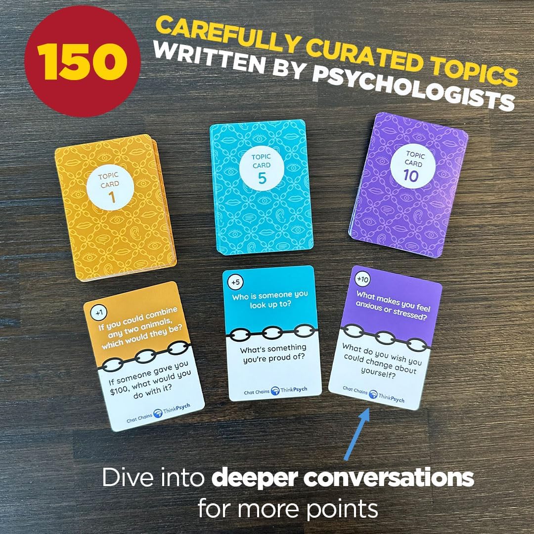 ThinkPsych Chat Chains - The Game That Connects Us | Social Skills Games | Therapy Games for Teens and Kids | Ages 8-99 | Therapy Conversation Cards | 15 Mins Playtime