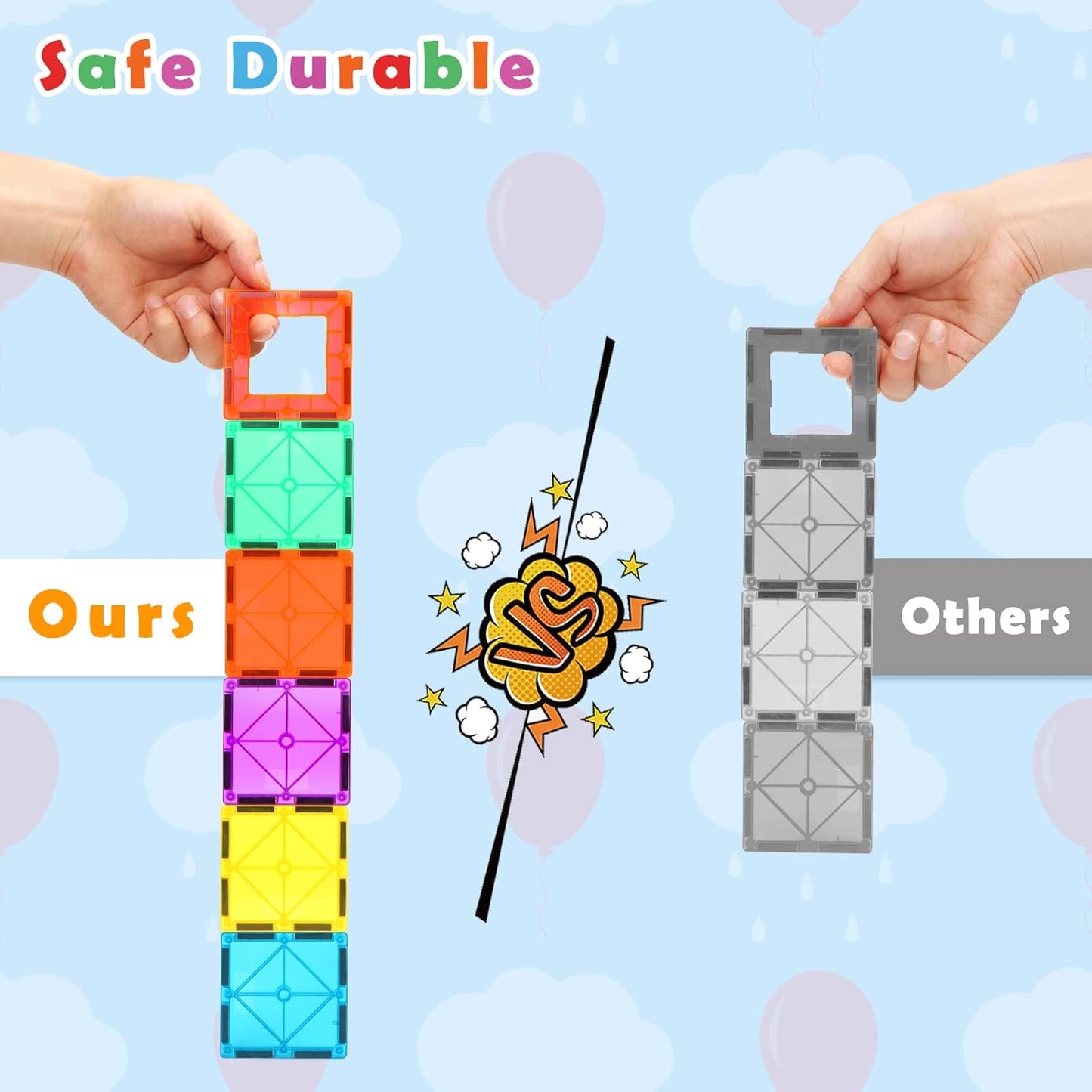 Gemmicc 100 PCS Magnetic Tiles with 2 Cars, STEM Approved Educational Magnet BuildingToys, Magnet Puzzles Stacking Blocks for Boys Girls