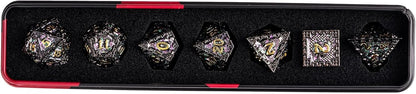 UDIXI Steampunk Metal Dice Set, 7 Die Polyhedral DND Dice Set for D&D Role Playing Game and Math Teaching (Ancient Copper)