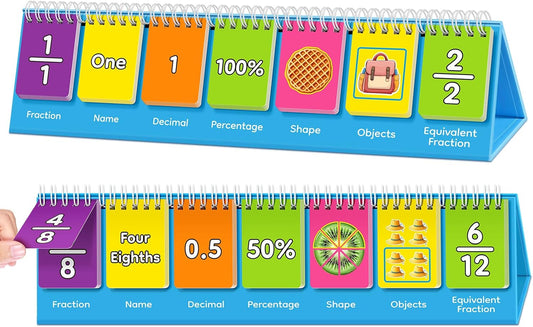 Fraction Manipulatives Elementary School Fraction Circles Decimal Percentage Flip Chart, Math Manipulatives 1st 2nd 3rd 4th 5th Grade Classroom Must Haves Math Games Kids Homeschool Supplies