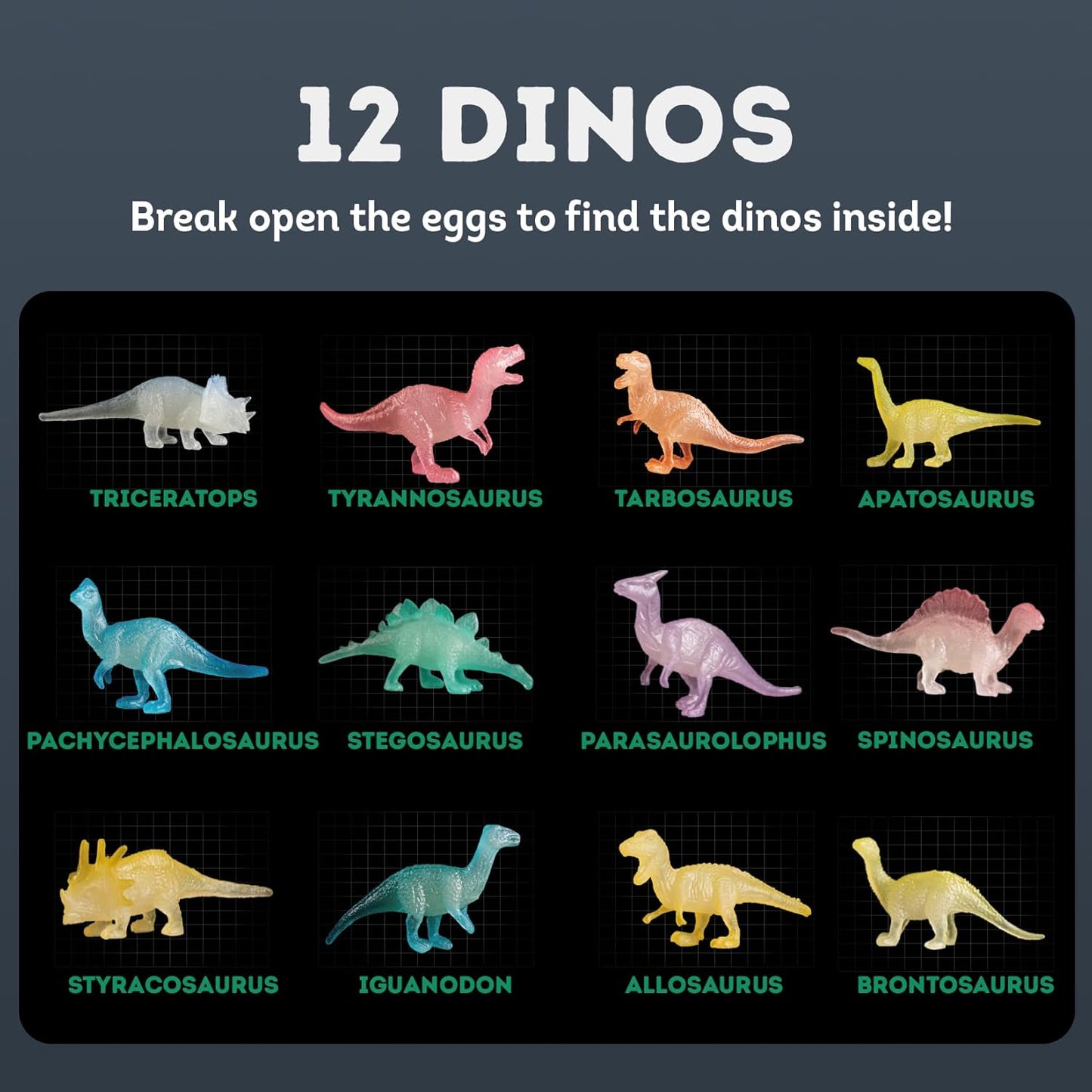 Gamerside Dino Eggs Dig Kit, 12 Glow in The Dark Dinosaur Eggs Dig Kit Excavation Set, Dinosaur Toys for Kids 6-8 8-12, Educational STEM Archaeology Science Kits - Easter Gift for Boys Girls