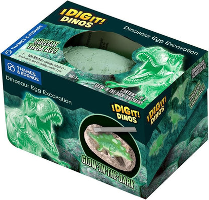 Thames & Kosmos I Dig It! Glow-in-the-Dark Dinosaur Egg Excavation Gift Set | 18 Dig-Out Kits in Individual Gift Boxes, Great for Party Favors, Stocking Stuffers, Easter Baskets, Ages 5+