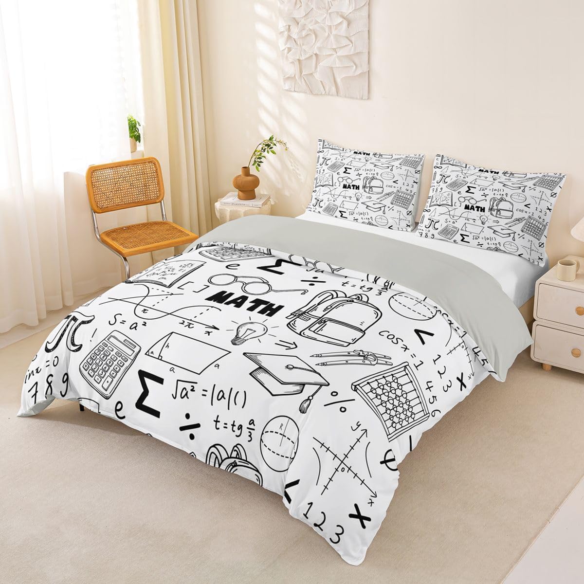 Erosebridal Chemistry Lab Bedding Set Twin Size Chemical Equation Duvet Cover for Boys Girls Chemical Elements Science Theme Comforter Cover Teens Kids Science Students Bedding School Dorm Room Decor
