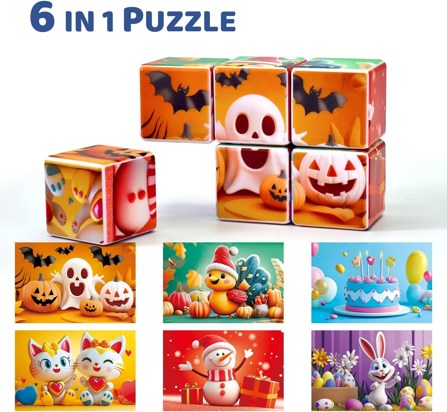 Pairez Toys 3D Magnetic Cubic Jigsaw Puzzle Toys for Toddlers, Large Building Blocks Cubes 1.65 Inches, Sensory & Montessori Toys for Kids 3-5