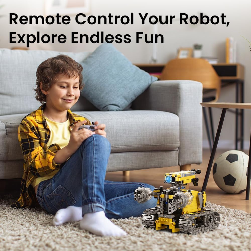 Sillbird Robot Building Kit with Remote Control Gifts for Kids Boys Ages 8-12, STEM Coding Robotic Technic Tracked Racer Car Toys for Birthday - Build 4in1 Model with 631 Pieces