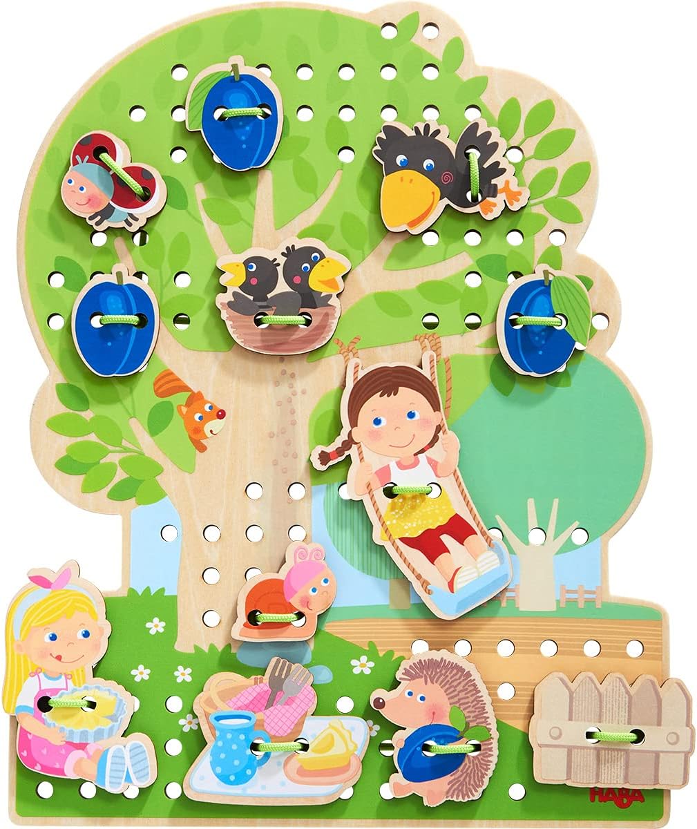 HABA Dress Me Lacing Cards Game - Montessori Fine Motor Skills Toy for Preschool Learning Activities and Kindergarten Toys with 36 Wooden Pieces