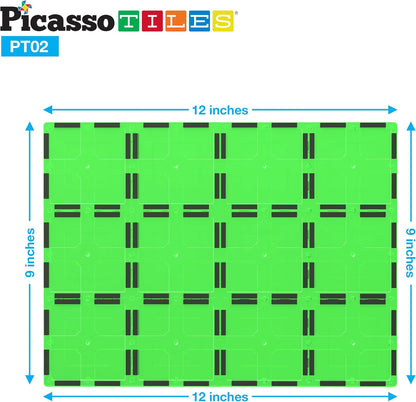 PicassoTiles 12pc Supersized Magnetic Building Tile Base Plate Jumbo XL Foundation Stabilizer Boards STEM Engineering Construction Kit for Kids Educational Learning Toy Magnet Blocks Stacking Set PT12