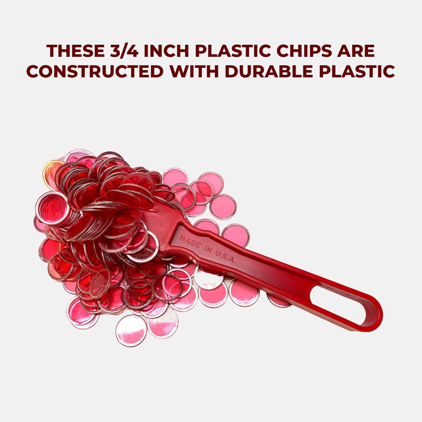 MR CHIPS Made in USA Upgraded Bingo Magnetic Wand & 200 Pieces ¾ Inch Red Plastic Chips with Metal Rings - Support American Jobs