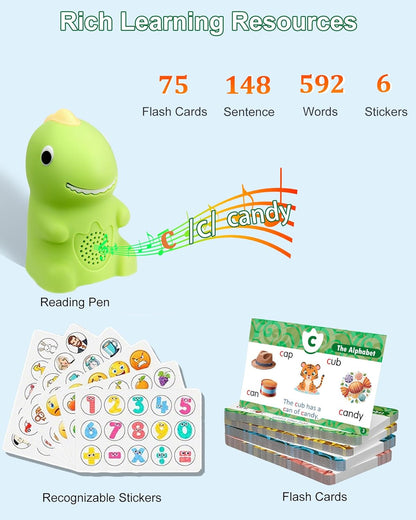 Phonics Learning Toy for Preschoolers – Phonics Flash Cards with Talking Pen, Speech Therapy & Autism Sensory Toy, Learn to Read Educational Gift for Boys & Girls,Kindergarten Learning Activities