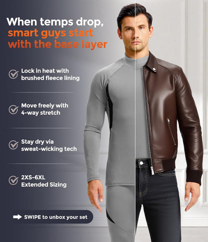 CL convallaria Thermal Underwear Long Johns Set Mens Winter Gift Hunting Gear Sport Base Layer Bottom Top - Colors B