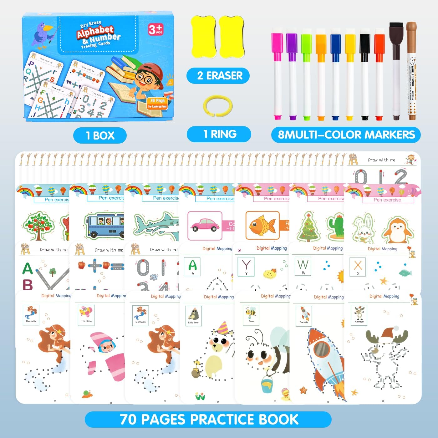 Fabeto Preschool Learning Activities, Letter Tracing Books for Kids Ages 3-5, Writing Practice for Toddler Busy Book, Montessori Educational Workbook for Kindergarten, Autism ABC Learn to Write Toy
