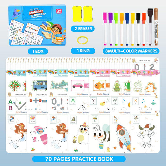 Fabeto Preschool Learning Activities, Letter Tracing Books for Kids Ages 3-5, Writing Practice for Toddler Busy Book, Montessori Educational Workbook for Kindergarten, Autism ABC Learn to Write Toy