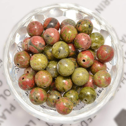 NCB 100pcs Original Natural Stone Beads Gemstone Round Loose Beads 6mm 8mm 10mm (Blue Aventurine, 6mm 100Beads) - Colors A