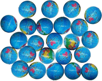 2.48'' Mini Squeezable Globe Stress Balls,Tension Reliver Balls,Party Favor,Soft PU Globe Ball,Earth Pattern,Party Toys