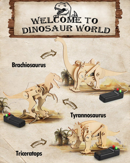 Poraxy Dinosaur Toys, 4 in 1 STEM Kits for Kids Age 8-10, Toys for Ages 8-13, Educational Science Building Projects, 3D Wooden Puzzles Robot Crafts, Gifts for Boys Girls 7 8 9 10 11 12 13 Year Old