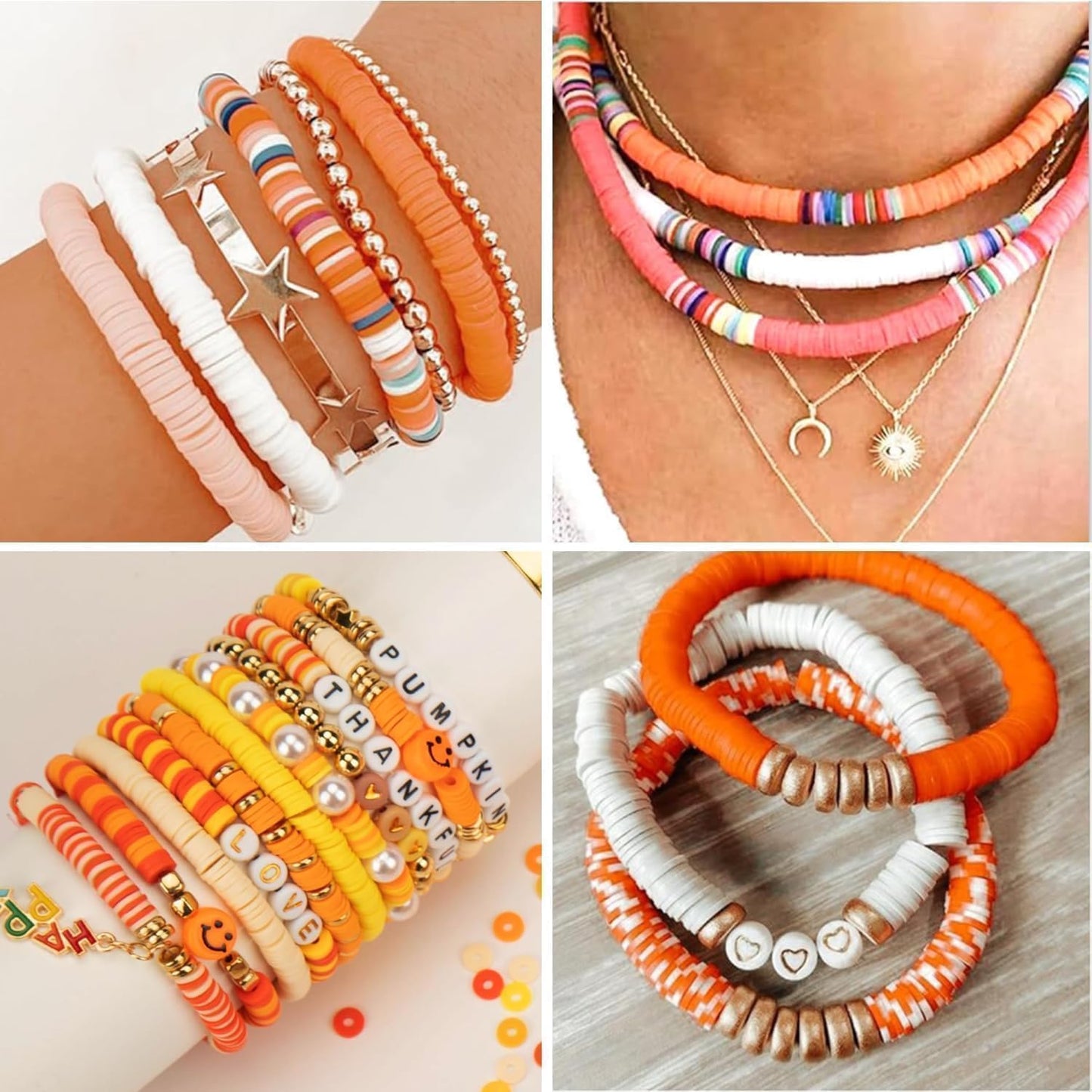3500pcs Pink Clay Beads for Bracelets Making Kit, 6mm Heishi Polymer Flat Round Disc Clay Beads for Jewelry Making Pink
