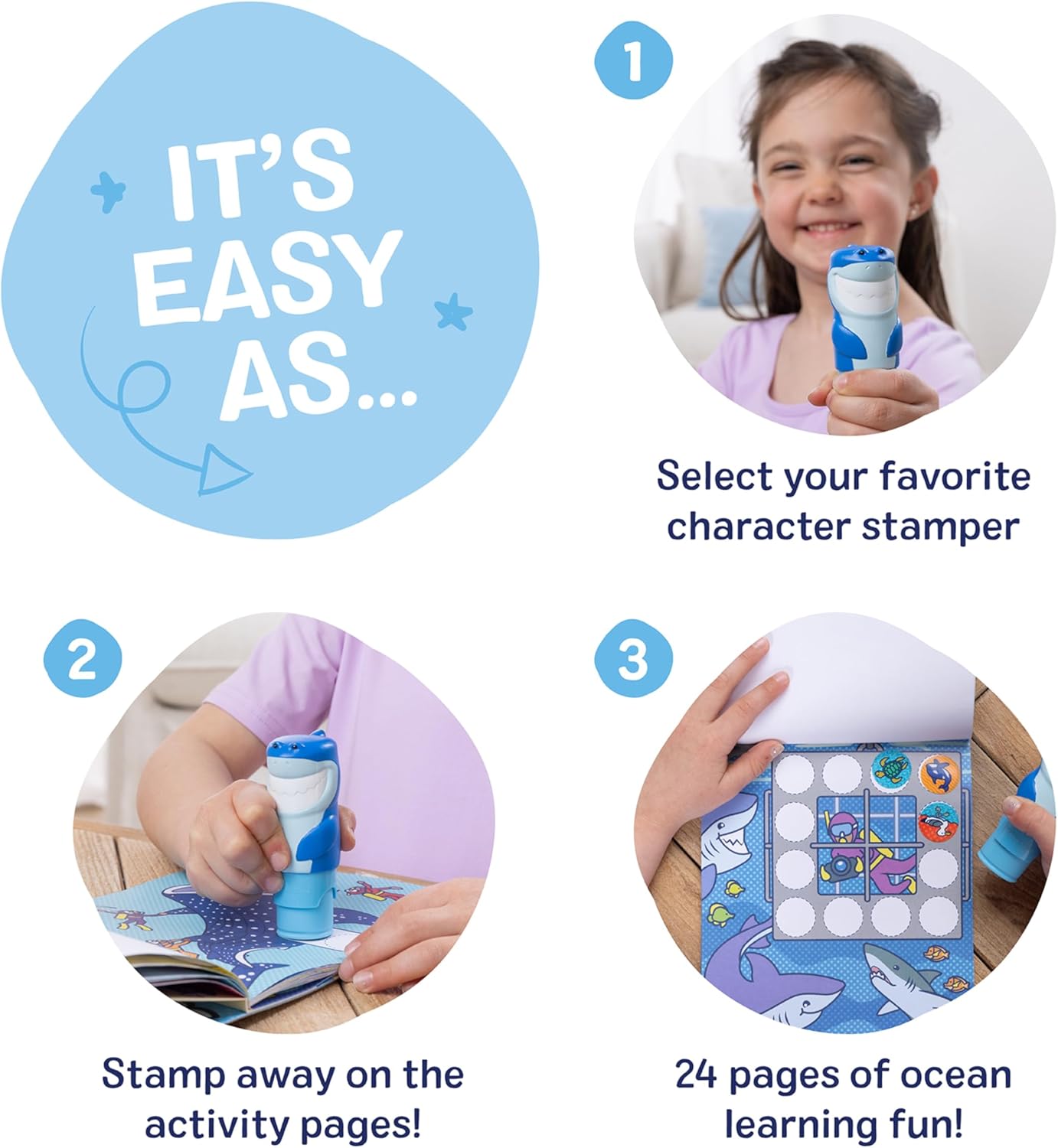 Melissa & Doug Sticker Wow!™ 24-Page Activity Pad and Sticker Stamper, 300 Stickers, Arts and Crafts Fidget Toy Collectible Character – Sea Turtle - for Kids Ages 3+ - FSC Certified