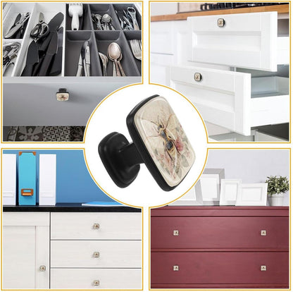 4 Pack Cabinet Knobs Drawer Pulls, 30mm Round ABS Glass Drawer Hardware Growing Purple Butterflies Cabinet Handles with Screws for Dressers Kitchens Cupboard