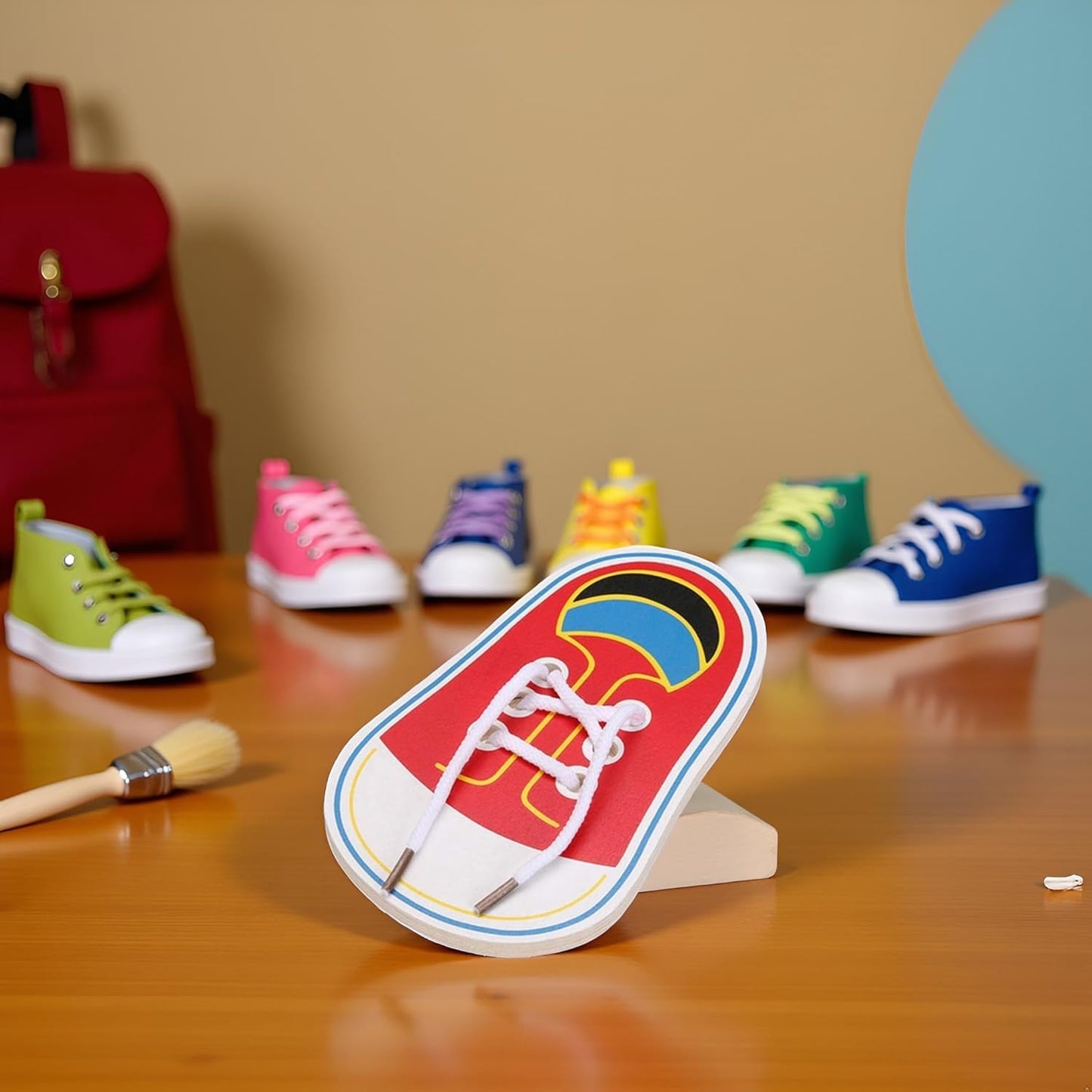 Wooden Learn to Tie Your Own Shoes Threading Lacing Shoes Training Early