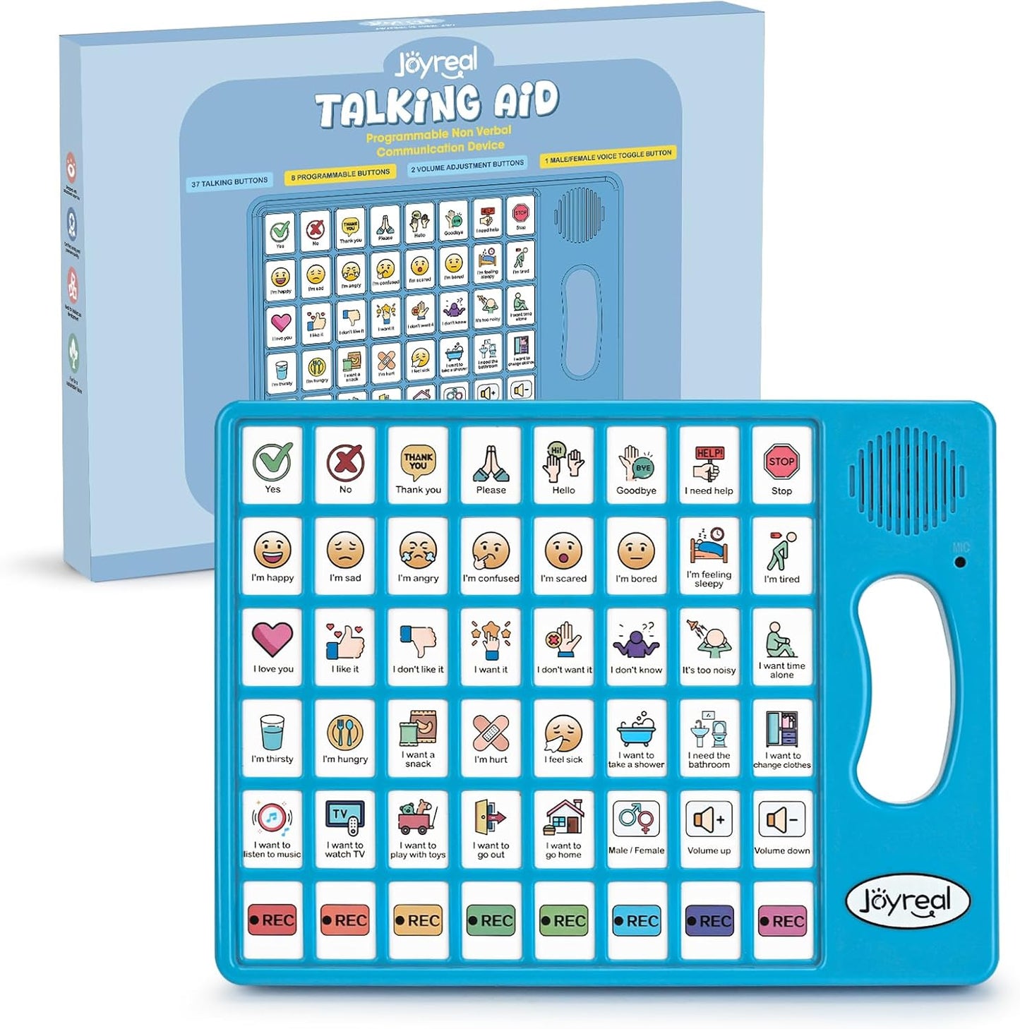 Joyreal AAC Device for Autism, Non Verbal Communication Tools for Speech Therapy & Stroke Rehab. Autism Communication Board with 5 Programmable Buttons & Adjustable Volume, Autistic Kids Must Haves