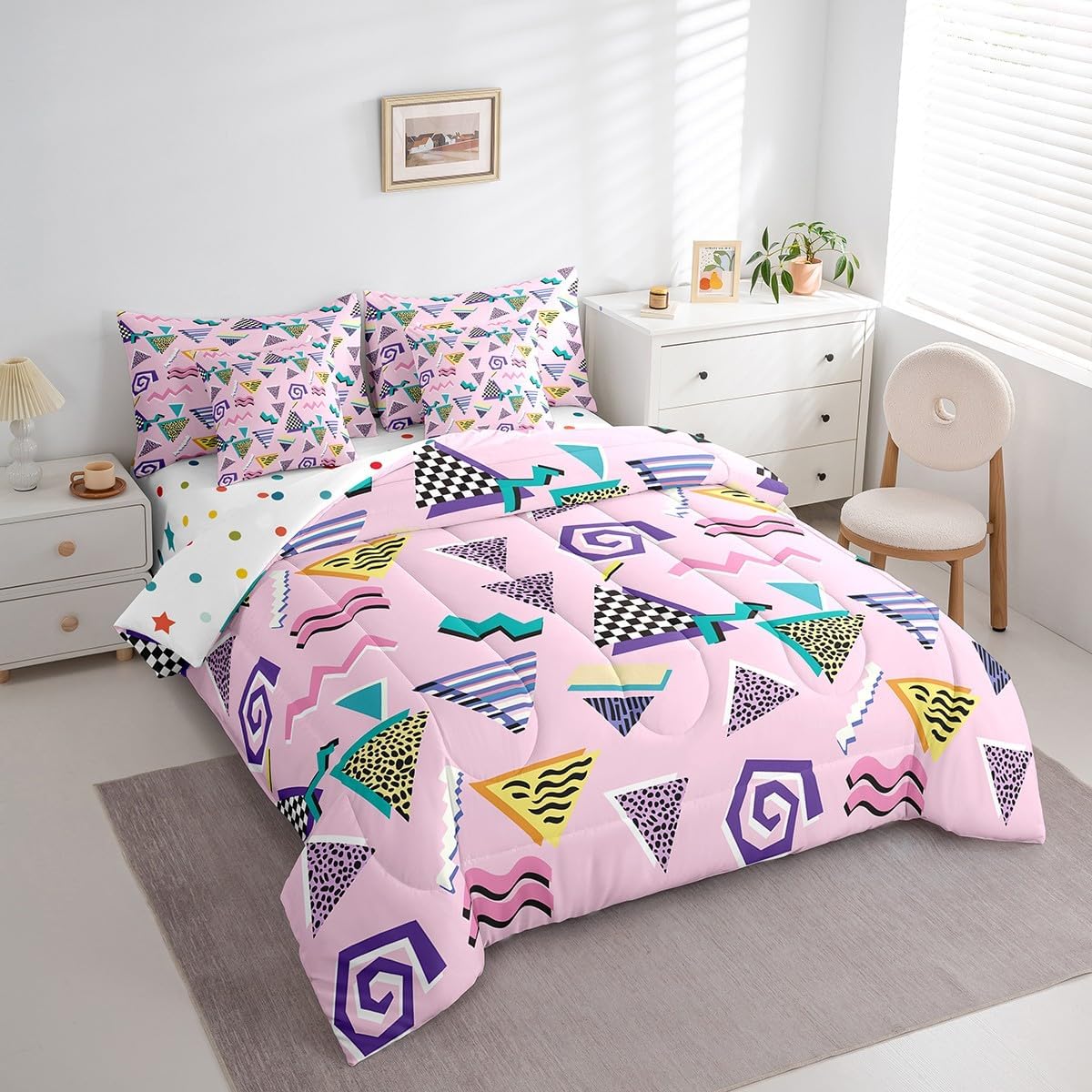 Erosebridal Chemical Equation Bed in a Bag Queen Comforter Set 7 Piece,Chemistry Bedding Sets Science Students Learning Gift Sheet Set with Comforter,Molecular Formula Education Bed Set - Colors A