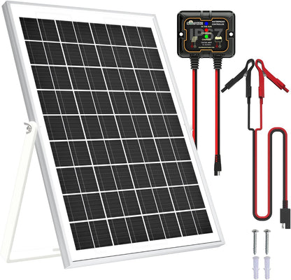 SOLPERK Solar Panel Kit 50W 12V, Waterproof Solar Battery Trickle Charger Maintainer + Waterproof Controller + Adjustable Mount Bracket for Boat Car RV Motorcycle(Without Mounting Bracket)