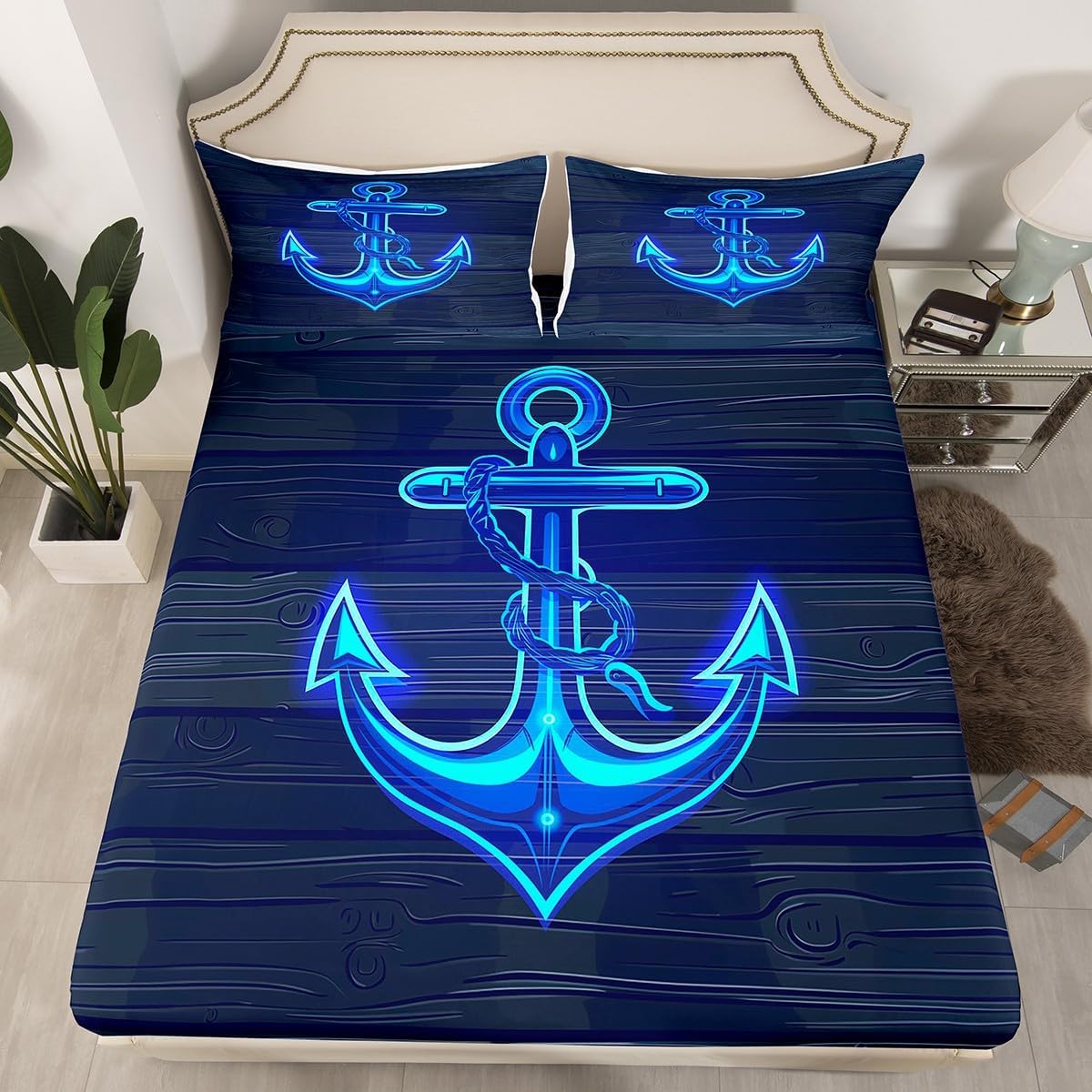 Feelyou Drum Kit Bed Sheets Musical Instruments Fitted Sheet for Kids Boys Teens Classical Rock Music Bedding Set Vinyl Record Sheets Set Bedroom Collection 2Pcs Twin Size,No Flat Sheet