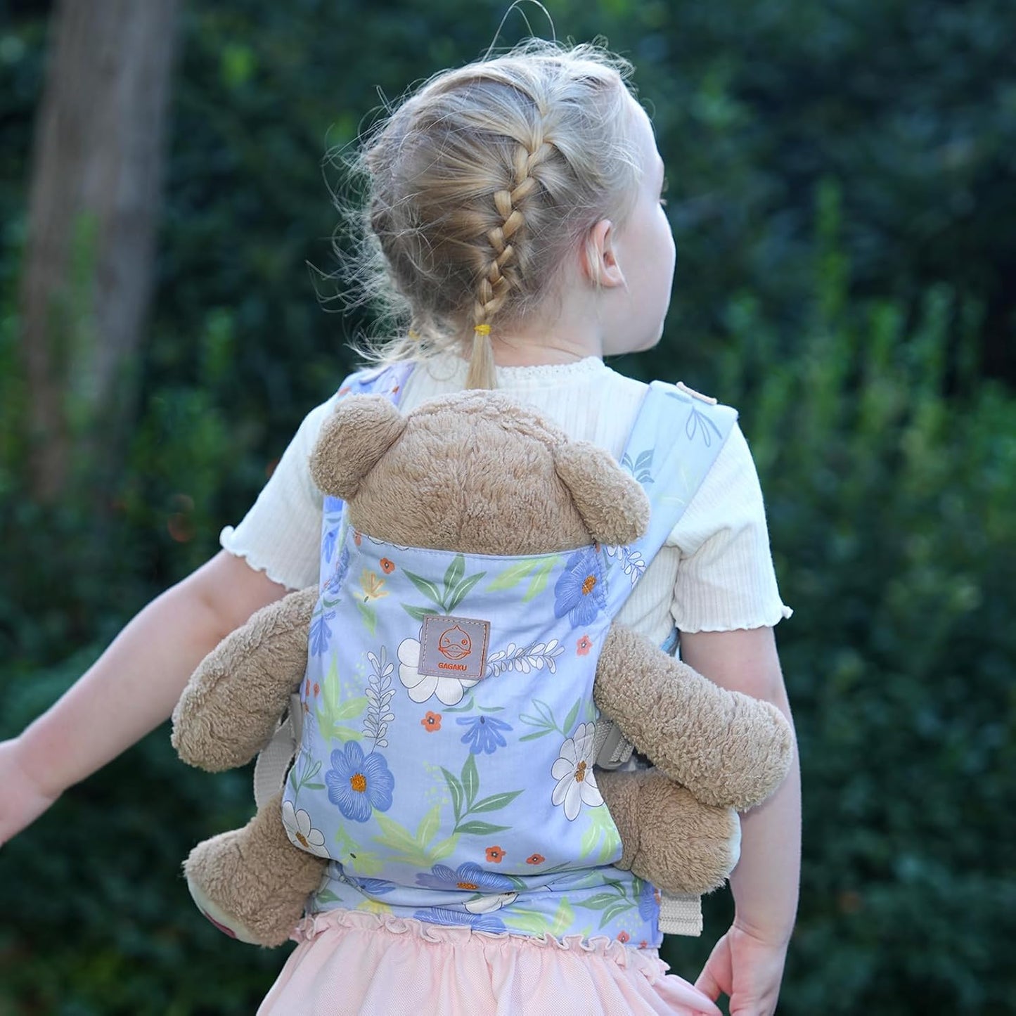GAGAKU Doll Carrier for Kids, Toy Baby Doll Carrier, Reborn Dolls Carrier Toy Baby Sling with Adjustable Straps, Baby Doll Accessories - Green - Camellia