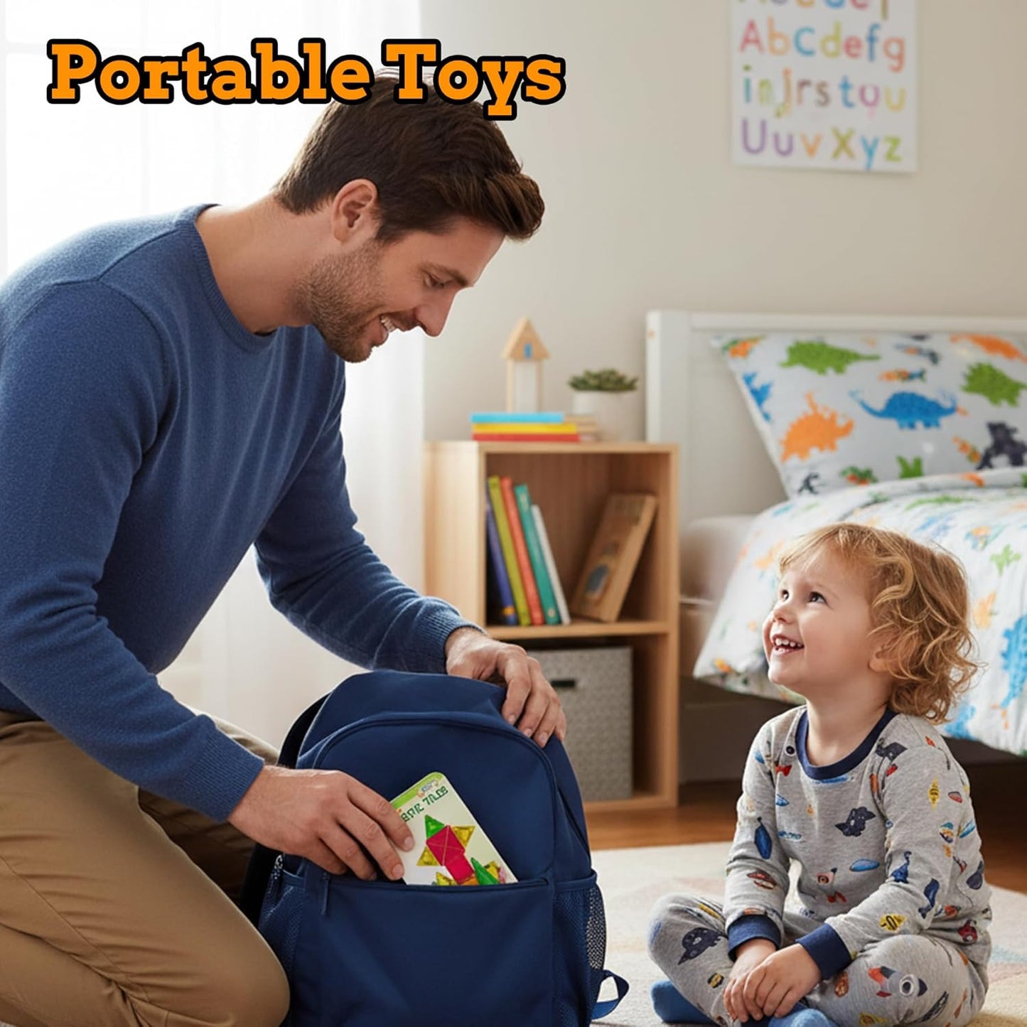 SKTMYY Mini Magnetic Tiles,Travel Magnetic Tiles with Iron Box,Car Airplane Travel Essentials for Kids Ages 3+,Creative STEM Magnet Toys Birthday Gift for Boys & Girls