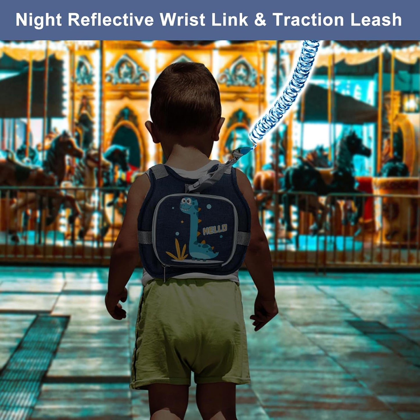 Accmor Toddler Harness Leash + Reflective Anti Lost Wrist Link, Cute Car Kids Back Pack with Hand Strap Collapsible Child Walking Restraint Belt Tether Hold Baby Boys Close for Outdoor Travel