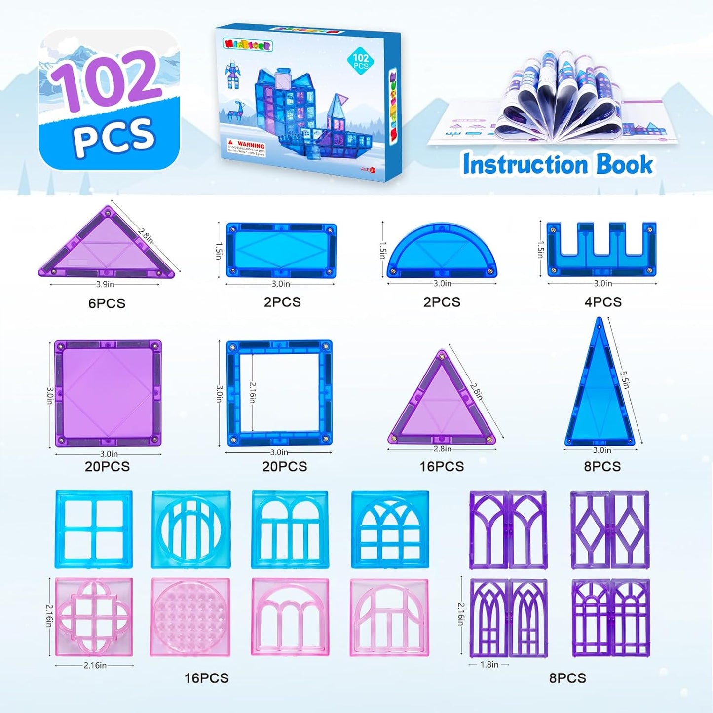 MAGBLOCK 85Pcs Marble Run Magnetic Tiles Toy Building Blocks STEM Educational Child Brain Development Kit Magnet Construction Toys for Boys Girls Kids Age 5 6 7+ Years Old