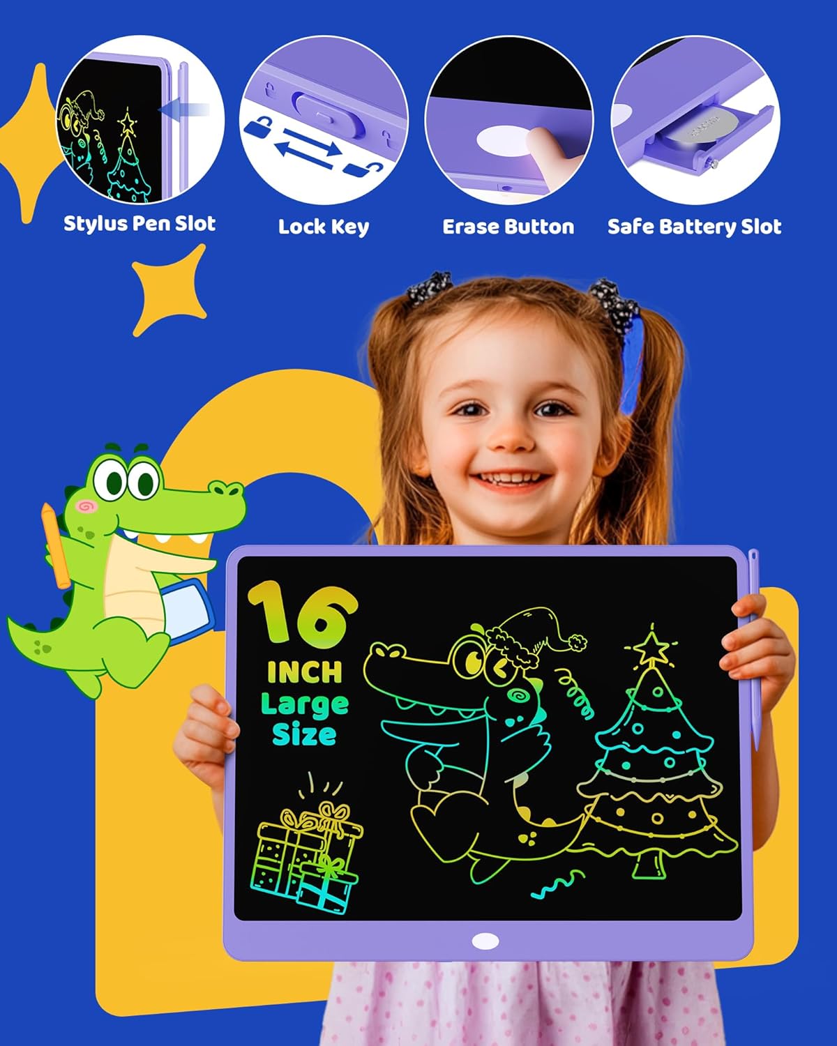 KOKODI LCD Writing Tablet 8.5-Inch Colorful Doodle Board, Electronic Drawing Tablet Drawing Pad for Kids, Educational and Learning Kids Toys Gifts for 3 4 5 6 7 8 Year Old Boys and Girls(Blue)