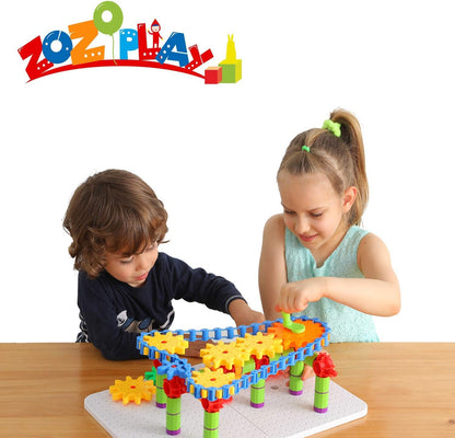 ZOZOPLAY STEM Learning Toy – 170 PCS Creative Engineering Gears & Construction Building Blocks, Kids Gears Toy Educational Set for Boys and Girls Ages 6–8