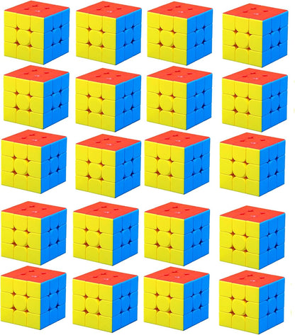 CFMOUR 20 Pack 3x3 Speed Cube Set - Stickerless Magic Cubes Bundle 3x3x3- Fast Turning Birthday Party Easter Valentines Day Gifts Puzzle Game Brain Toy for Kids and Adult