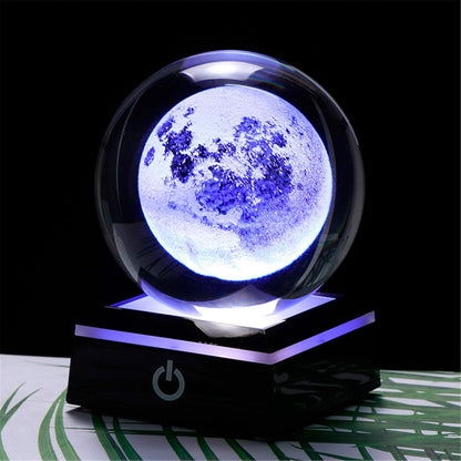 3d Solar System Model Crystal Ball 80mm 3.15inch - Outer Space Astronomy Gifts Room Decor Crystal Sphere Unique Gifts For Men Him Best Birthday Dad Physics Science Teacher Night Light Planet Lamp