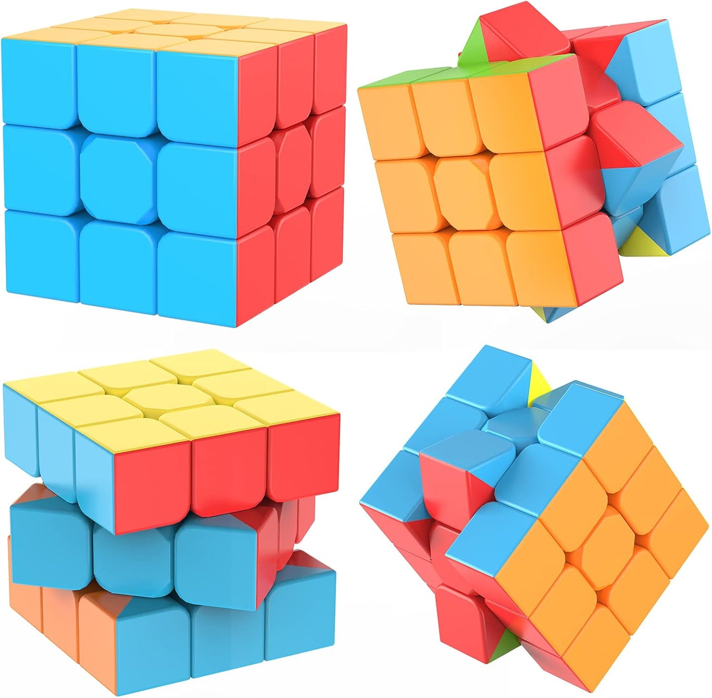 3x3 Speed Cube Stickerless with Stand & Tutorial: Problem-Solving Brain Teaser, Easy Turning Sensory Puzzle Toy Easter Gift Basket Stuffers for Boys 6-12, STEM Educational
