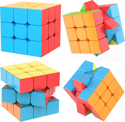 3x3 Speed Cube Stickerless with Stand & Tutorial: Problem-Solving Brain Teaser, Easy Turning Sensory Puzzle Toy Easter Gift Basket Stuffers for Boys 6-12, STEM Educational