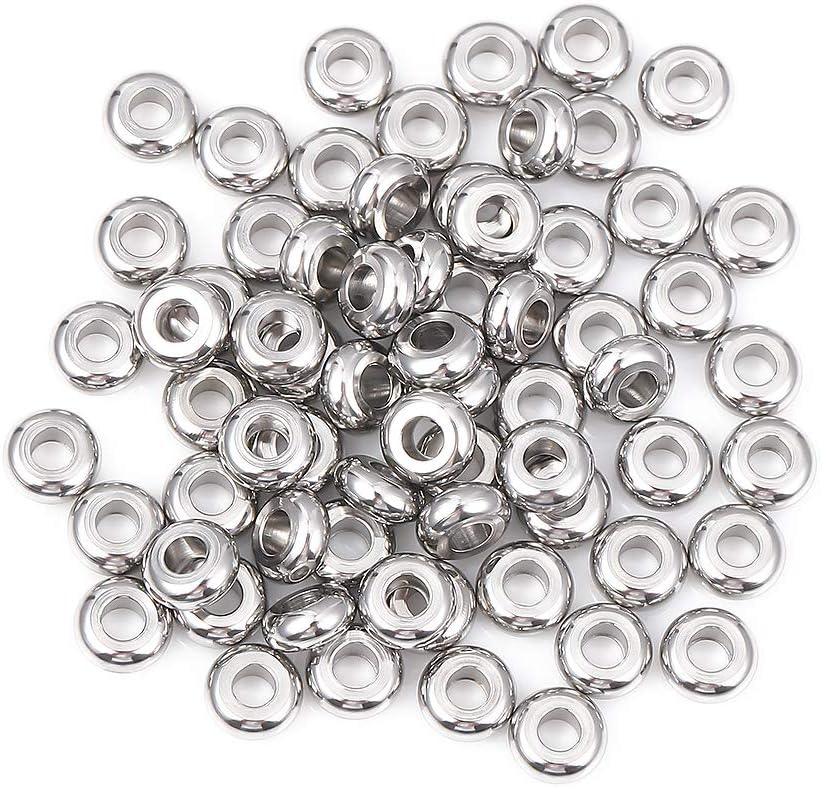 BEADIA Stainless Steel Spacer Beads 3x2.5mm Round Loose Charm Caps Beads for DIY Jewelry Making 100pcs with 1mm Hole