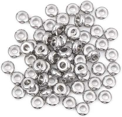 BEADIA Stainless Steel Spacer Beads 3x2.5mm Round Loose Charm Caps Beads for DIY Jewelry Making 100pcs with 1mm Hole