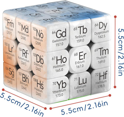 Periodic Table 3x3 Speed Cube, UV Printing Element Cube Magic Cube Educational Puzzles Toys for Kids,Beginners and Adults (Stickerless) Black
